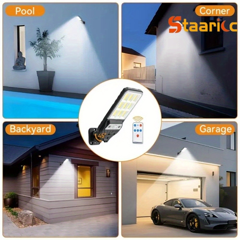 paquete de 8 luces solares exteriores inteligentes con sensor de movimiento y regulador de  , 180 led, ideales para entradas,   y jardines -   de iluminación exterior moderno compatible con paneles solares Detalles del producto 2