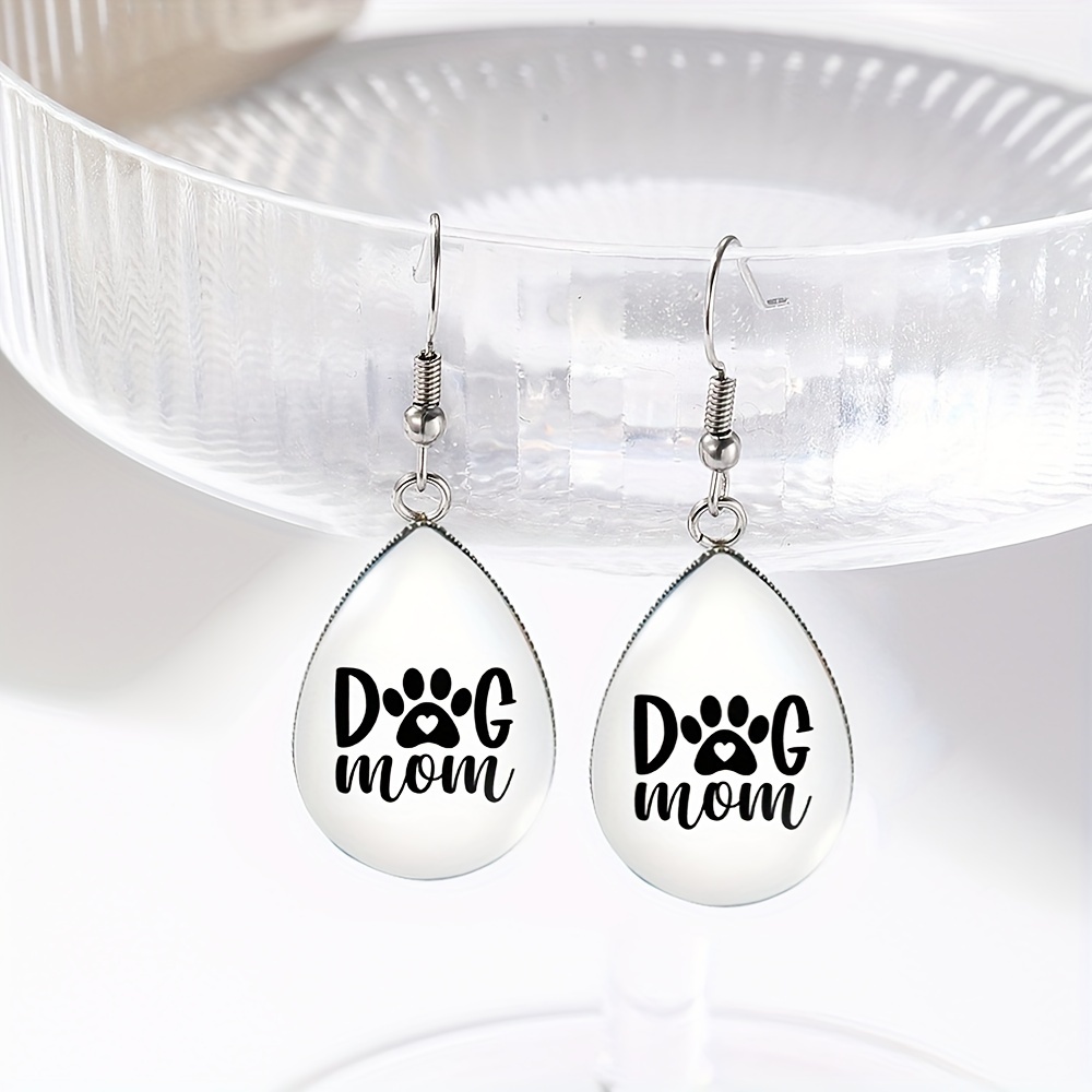 TEMU Handmade Glass Earrings Featuring A Dog And A Design