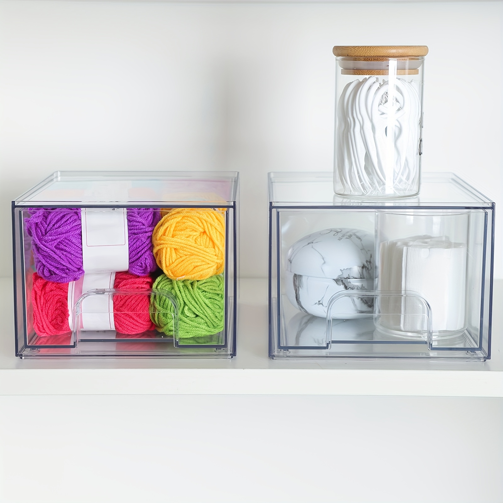   6pcs 12pcs 7 4in acrylic jewelry storage drawers clear stackable organizer boxes jewelry display bins storage for necklaces rings accessories makeups Product details 5