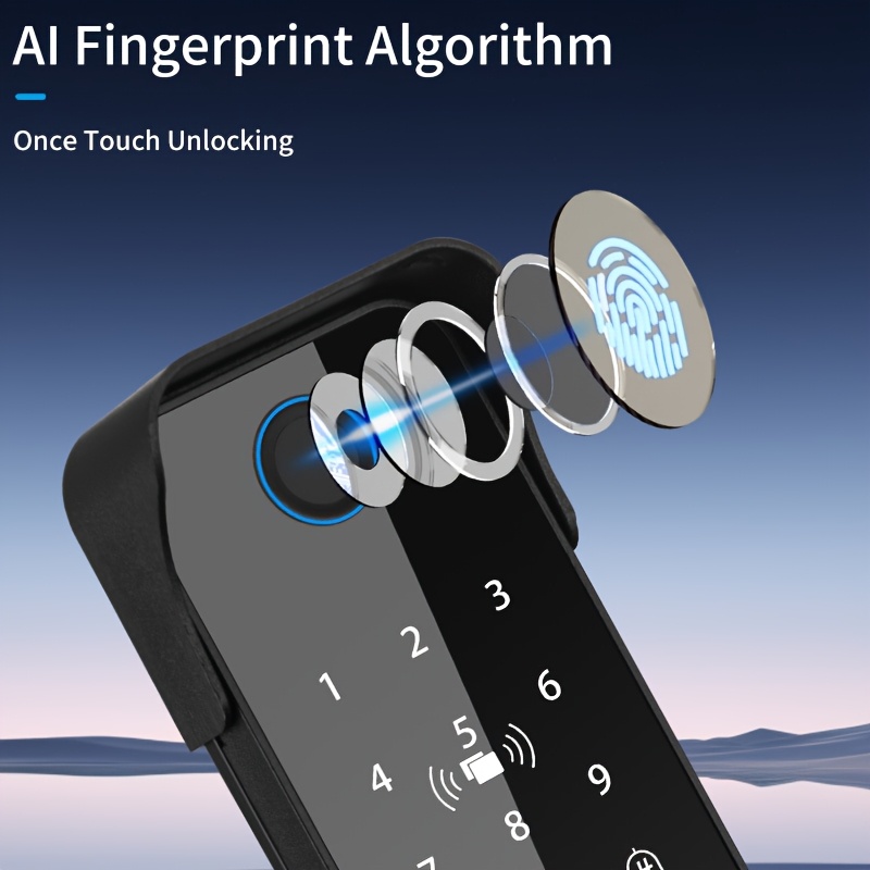 قفل إطار ذكي لاسلكي من تويا - مقاوم للماء، مع بصمة الإصبع، رمز PIN، فتح بطاقة ومفتاح