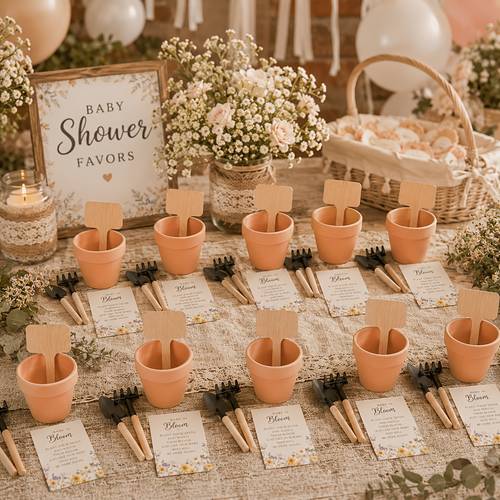 regalo para ella/él - 10 juegos de recuerdos de de herramientas de jardinería miniaturas bebé en flor, decoración de baby shower de cottagecore, recuerdos de de jardín para futura, decoraciones de mesa rústicas de temática para guardería, suministros de baby