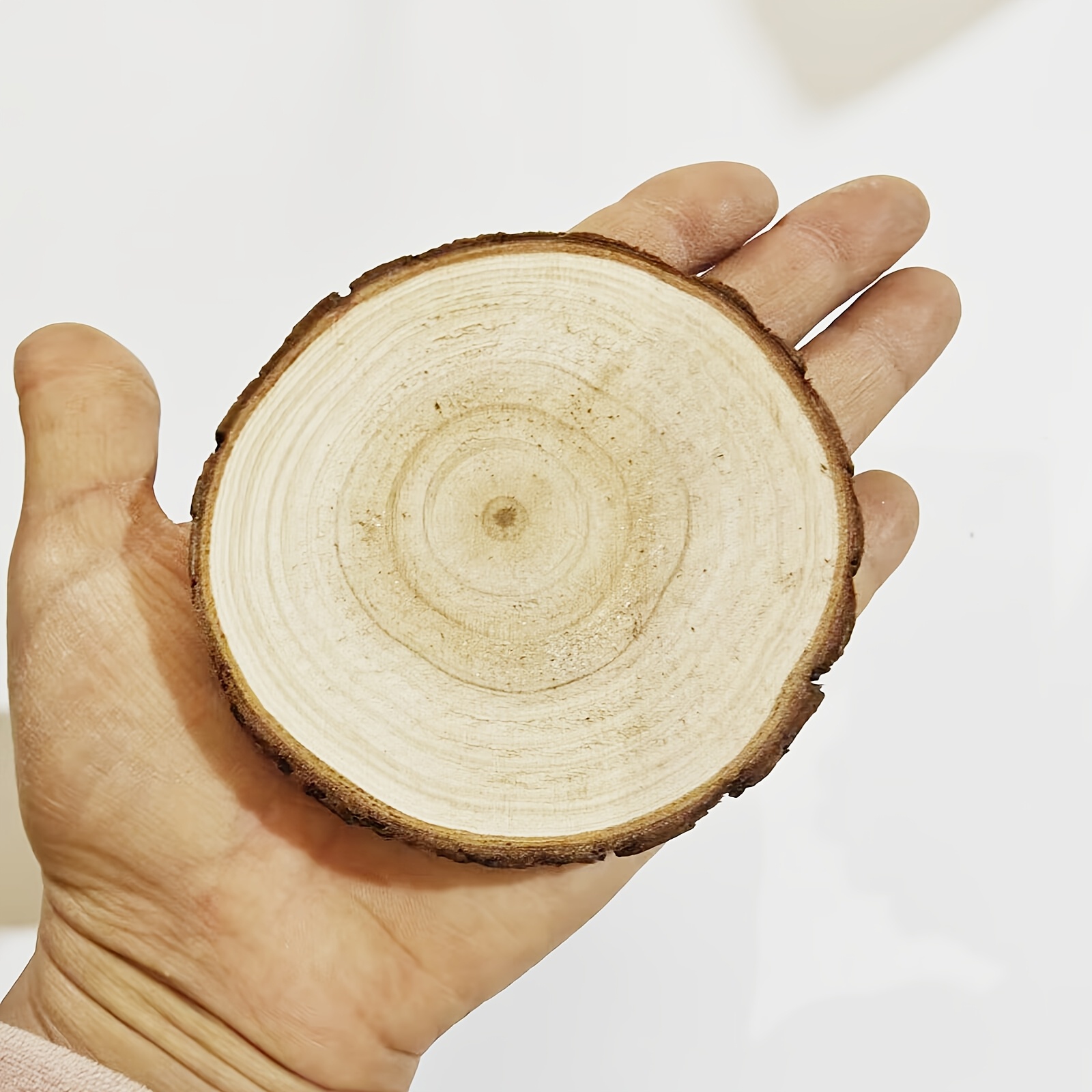 TEMU 28pcs Wooden Coastersnatural Tree Bark Log Slices (2.7-3.5 Inches) | Wood Sliceshandicraft Art Supplies/ Christmas Decoration Materials/
