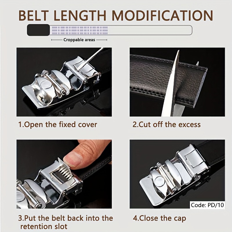 Men's Leather Belt with Automatic Buckle, Stylish & Durable