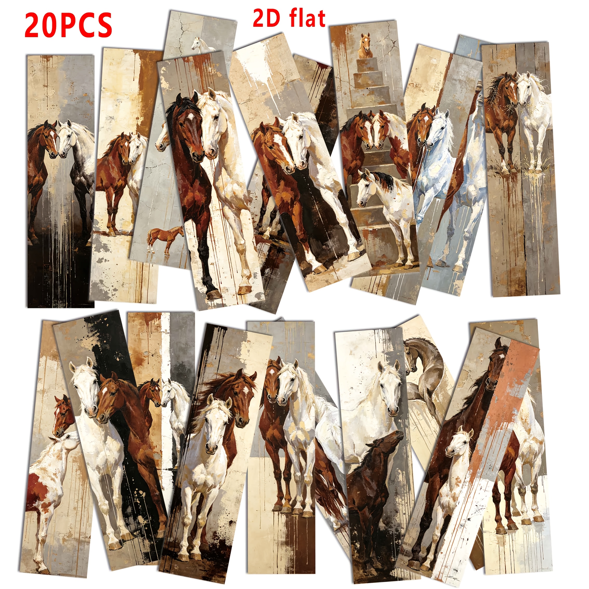 TEMU 20pcs Bookmarks, Horse Animal White Printed, 2d Flat, Gift For Birthday, Author, Student, Teacher, Friend, Book , And Book Lovers, Office And