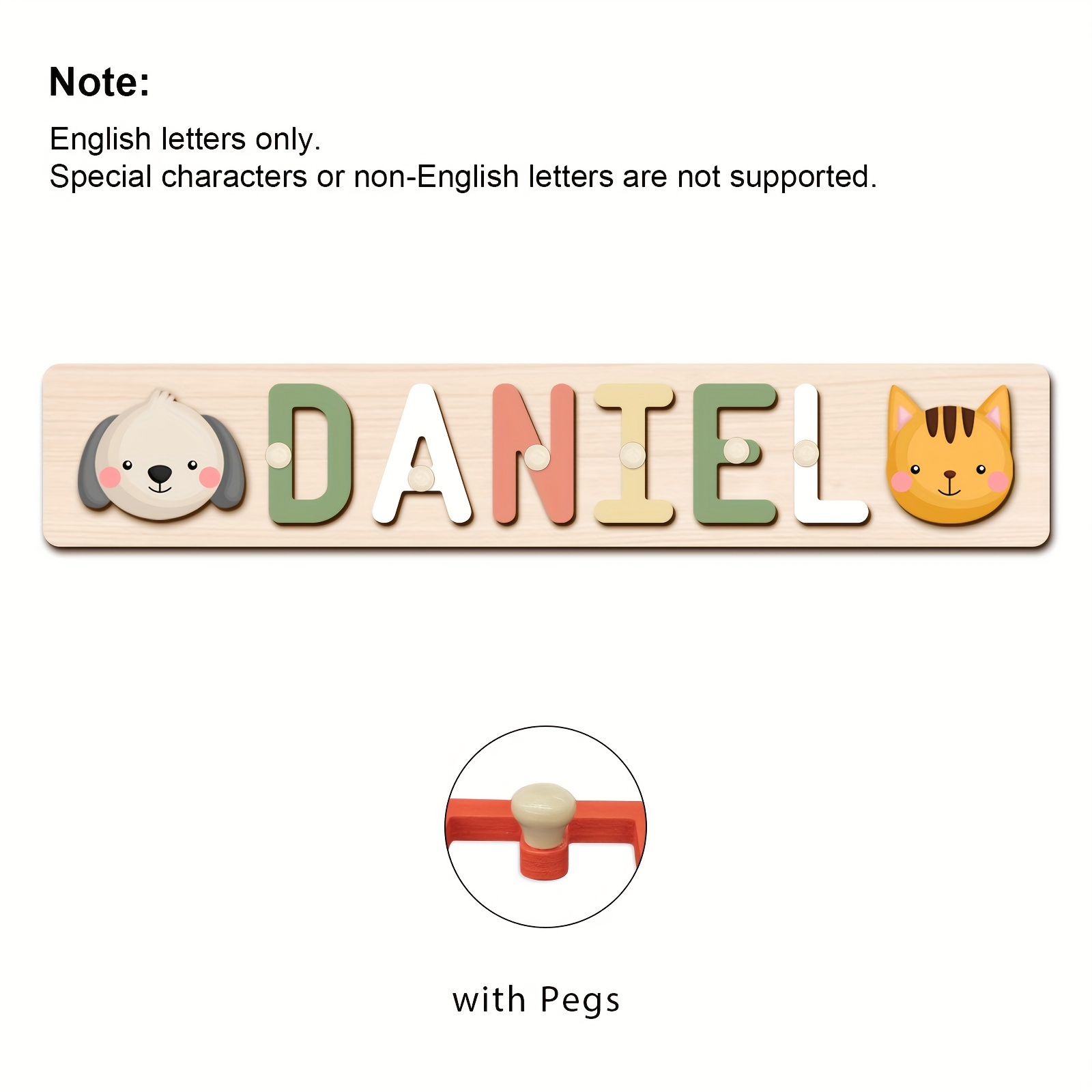 Custom Personalized Name Puzzles, Khaki Color, Early Education Toy