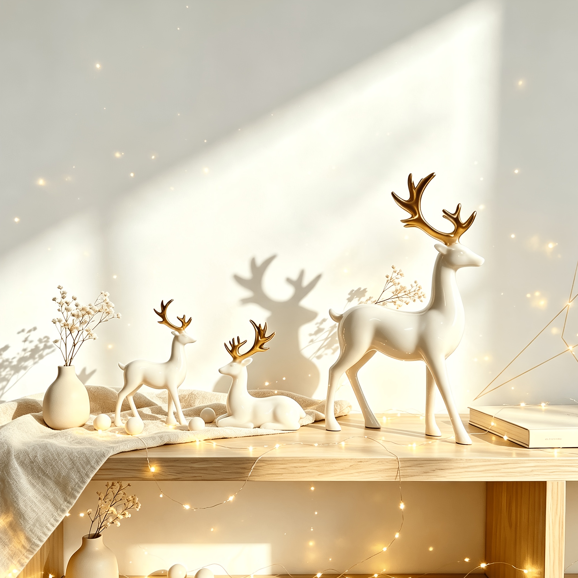 TEMU 3pcs Set, Collectible Figurines, Deer Statue, Suitable For Desktop Decoration In Bedrooms, Living Rooms, Offices, Etc., Suitable For Christmas,