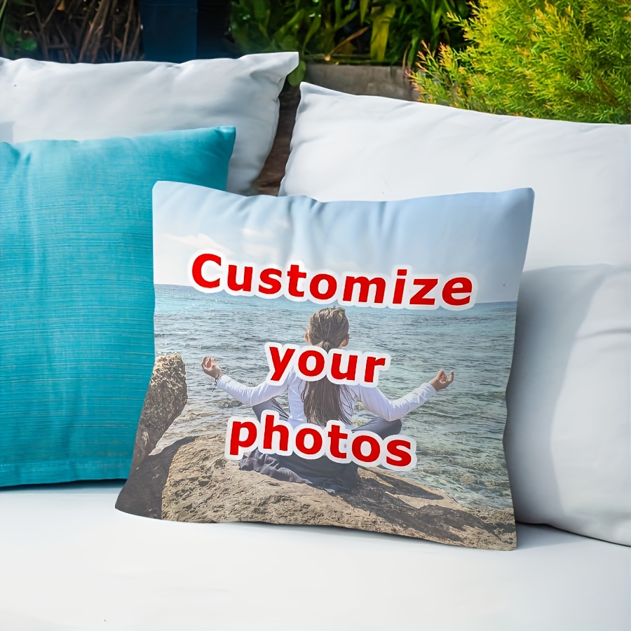 

Customizable Photo Cushion Cover 1pc - Personalized Short Plush Decorative Throw Case For Living Room & Bedroom, Season-neutral Design, Polyester, No Insert Included