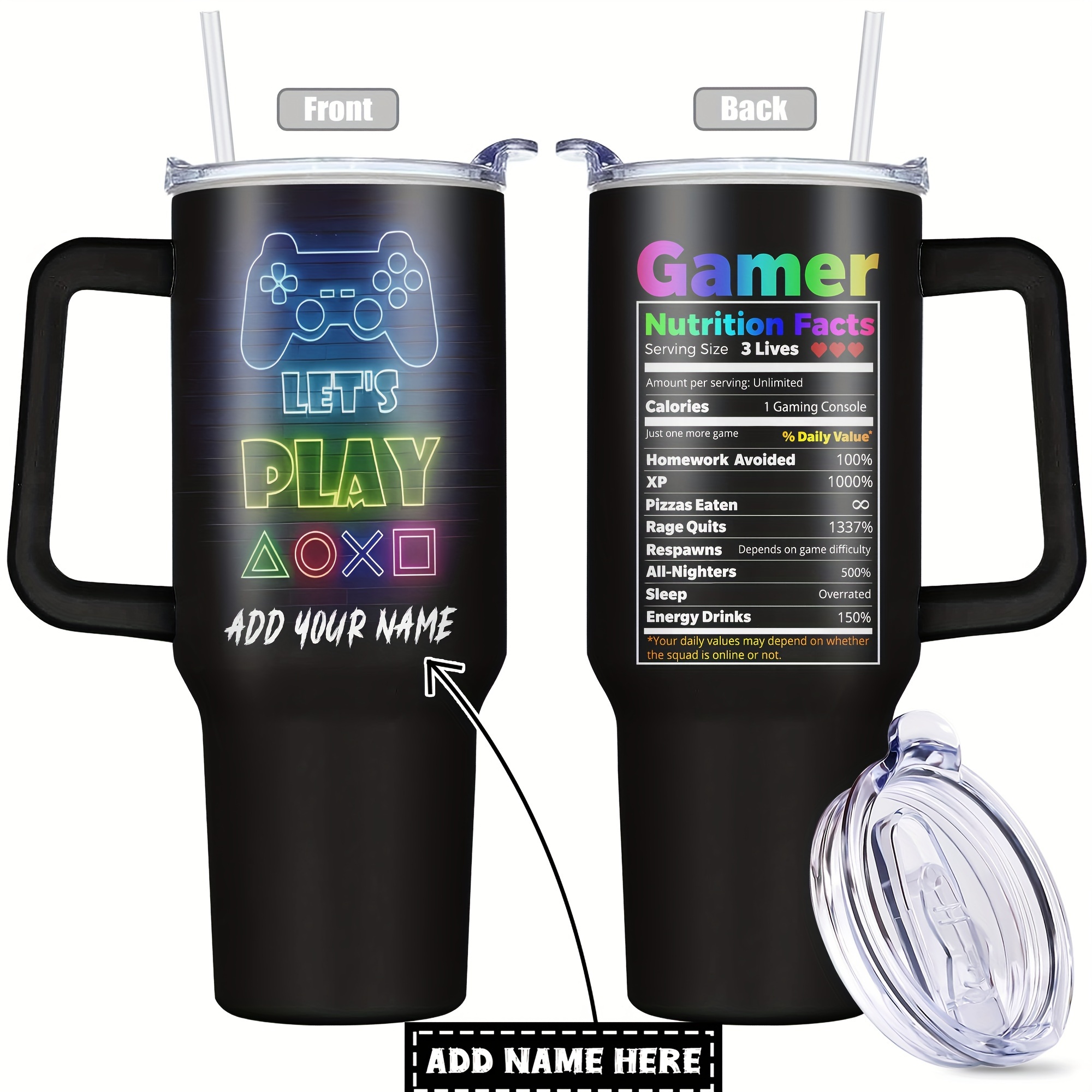 

Custom 40 Oz Stainless Steel Tumbler - Double Wall Insulated, Vacuum Travel Mug With Lid, Perfect For Gaming Enthusiasts & Personalized Gifts For Christmas, Thanksgiving, Birthdays