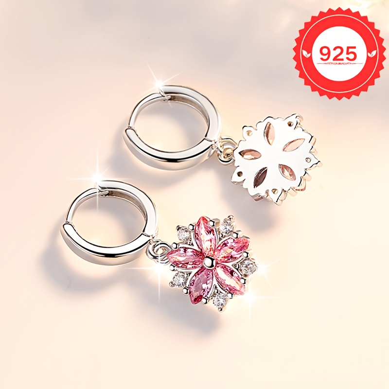 Pink Petal Flower Earrings Versatile Small Flower Earrings