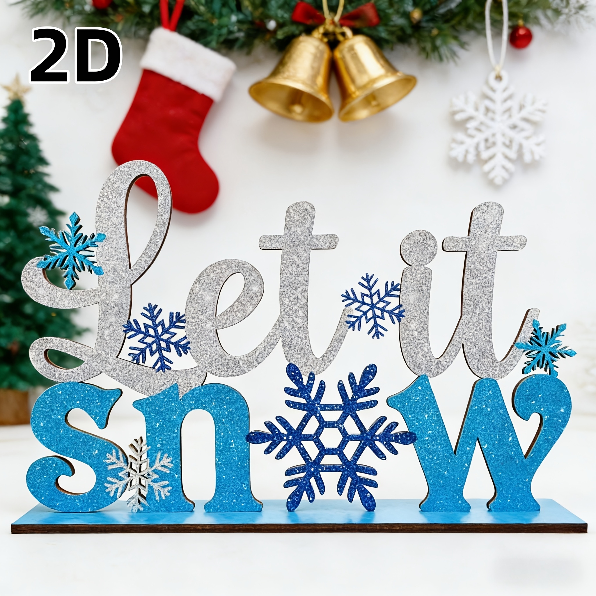 TEMU 2d Flat - A Single Piece Of Two-dimensional Wooden Decoration Depicting A Winter Wonderland, Ideal For Adorning Wooden Tables, Parties, And