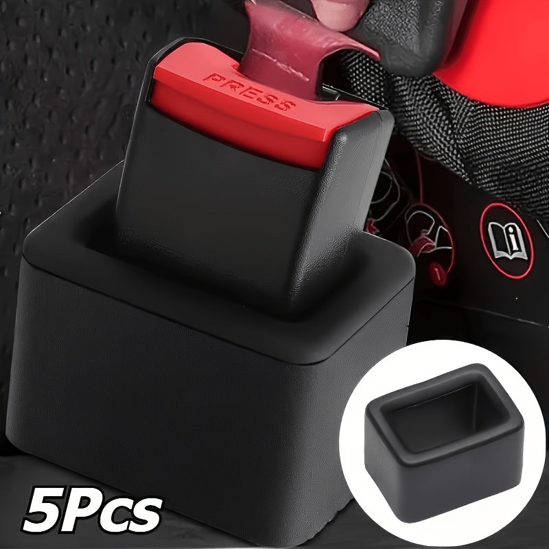 Image of 5-pack Car Safety Lock System Seatbelt Base, Eva & Heavy-duty Plastic Ergonomic Red Lever Safety Lock, Suitable For Cars/suvs/trucks, Manual/automatic