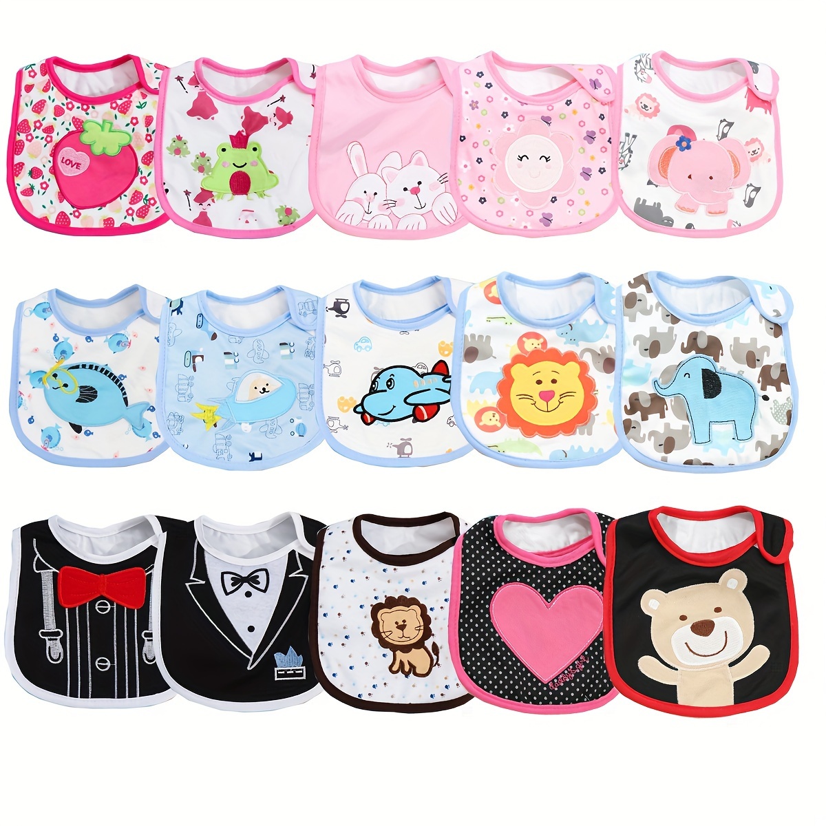 

Waterproof Drool Bibs 6-pack For Newborns & Toddlers (0-3 Years), Adjustable Hook & Loop Closure, Cotton Soft, Assorted Unisex Designs