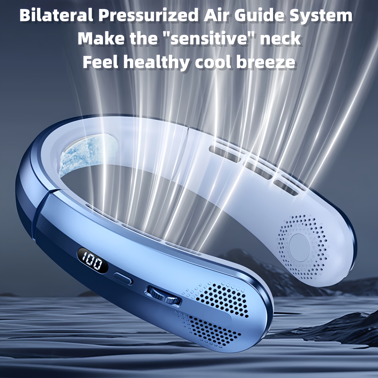 1 Ventilateur de cou portable USB rechargeable - Vent fort réglable pour les sports et activités de plein air