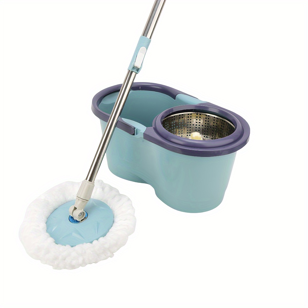 

Spin Mop And Bucket Set With Wringer - Self-washing And Drying Cleaning System, Microfiber Mop Heads, Metal Handle, For Indoor And Outdoor Use, For Kitchen, Bathroom, Living Room