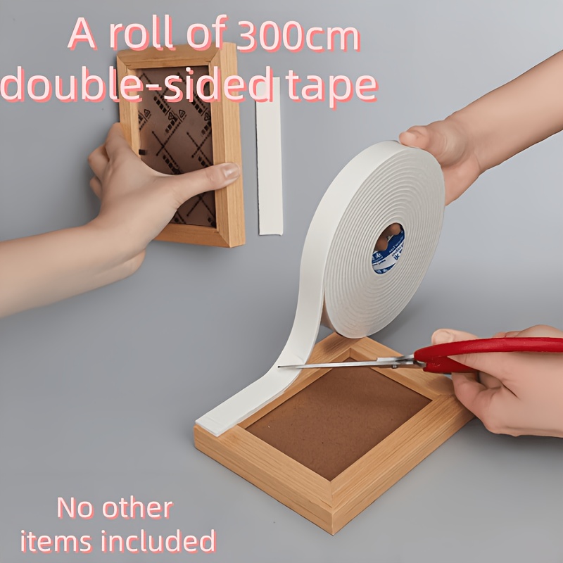 TEMU 1 rollo de cinta de espuma de cara de 300 cm de adherencia, cinta de esponja gruesa de cara con absorción de impactos, sujeción fuerte sin