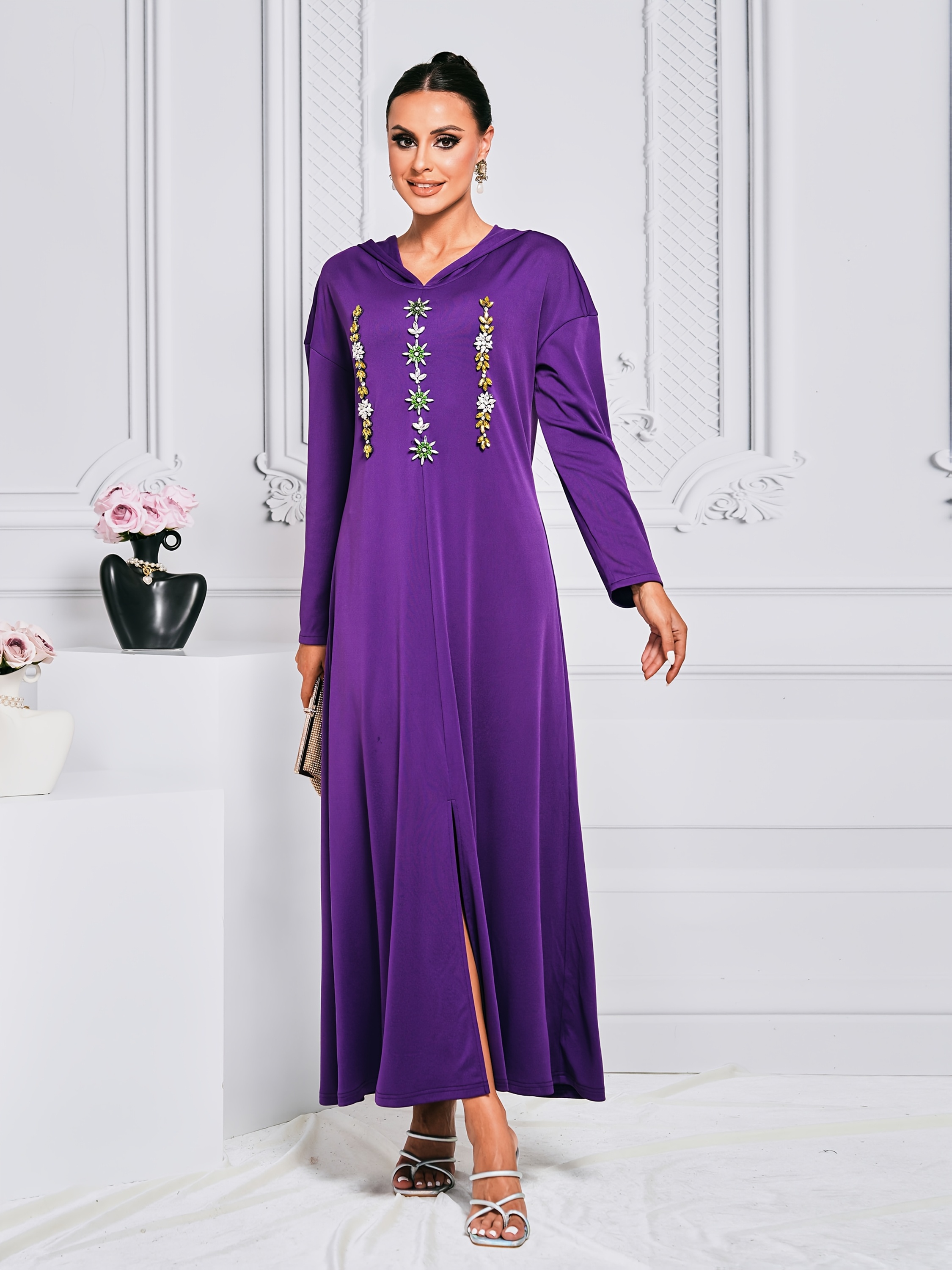 long sleeve tunic maxi dress PEYTON Long Sleeve Tunic Dress in Multi