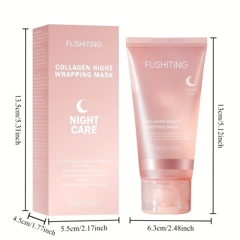 FUSHITING Collagen Night Wrapping Mask - Enriched with Collagen, Ceramide, Hyaluronic Acid, And Niacinamide - Provides Moisturization And Enhances Elasticity - Light Beige Care for Nighttime Skincare