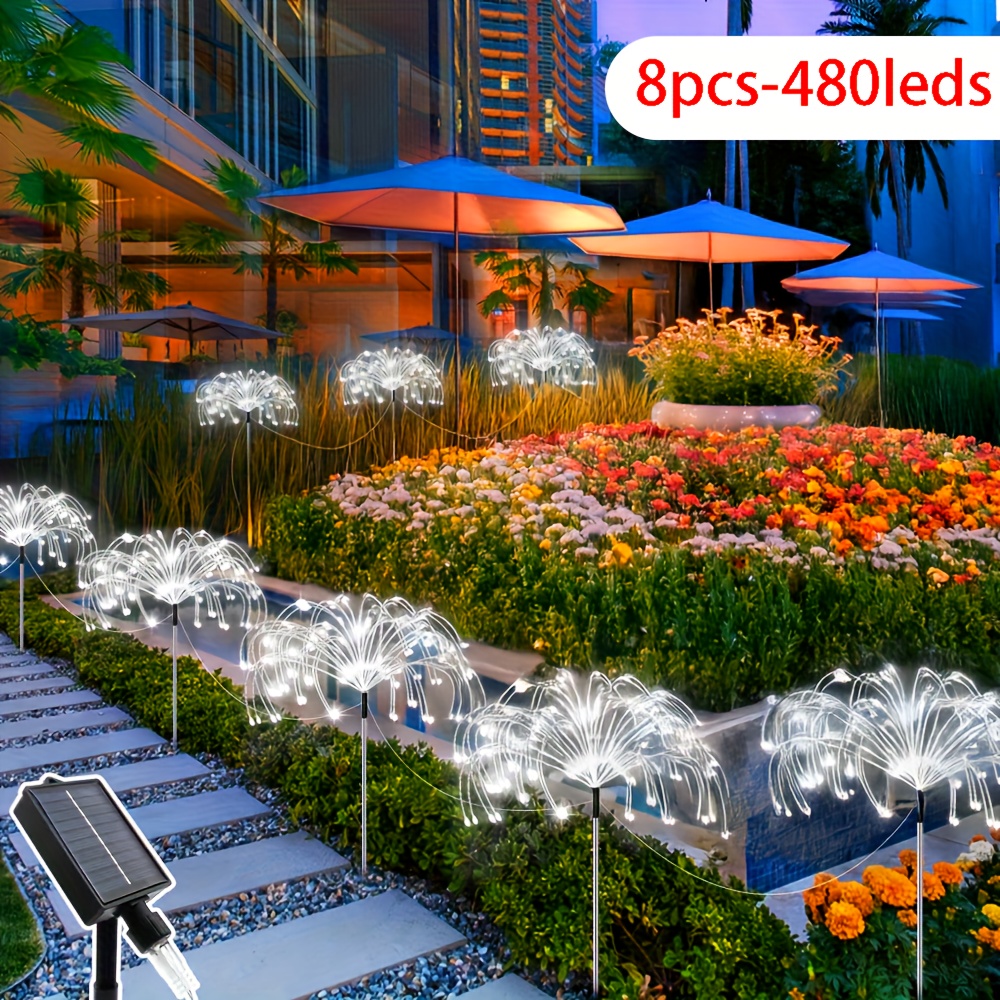 E-shop 8-teiliges Set - 480 LED Solarleuchten für den Außenbereich, 4-teiliges Set - 240 LED Solar Deko Gartenleuchten, Solar Weihnachtsbeleuchtung für