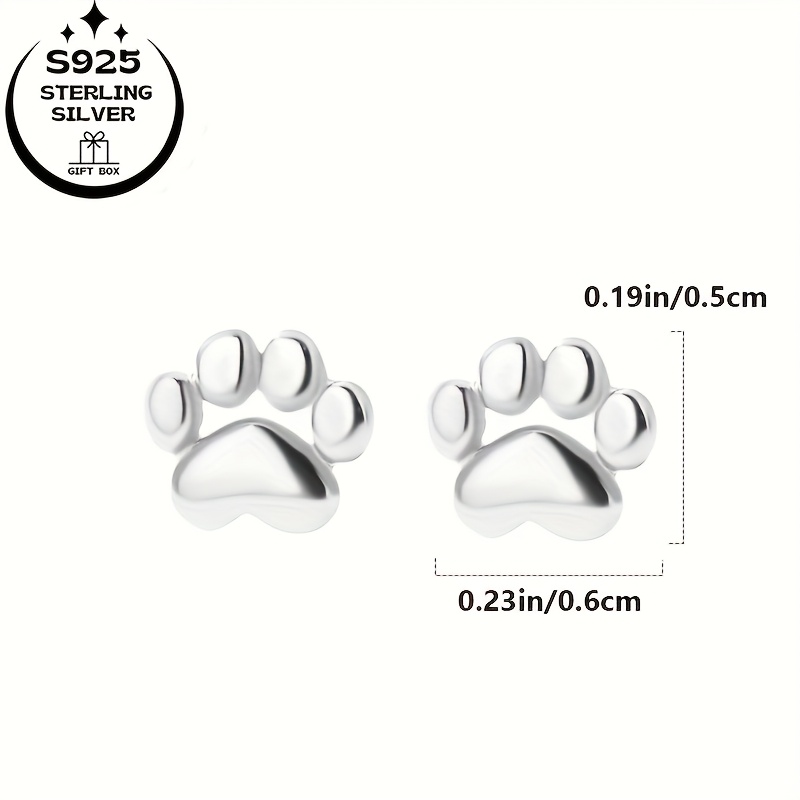 925 Silver Cat Paw Women's Earrings - Ideal for Parties & Casual Attire