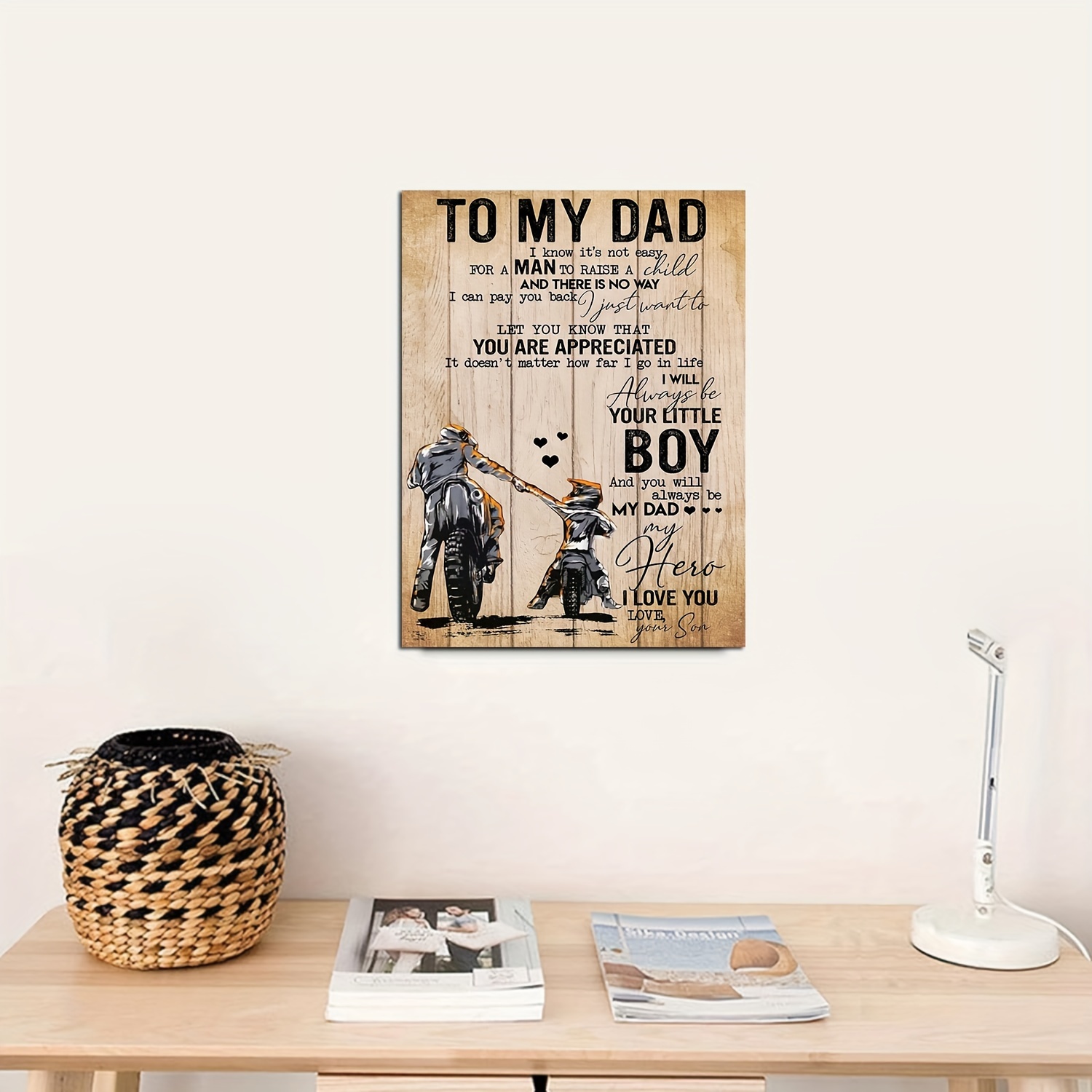 wooden framed canvas print dad little boy canvas poster details 0