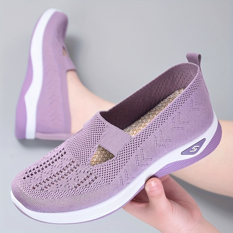 

Women's Solid Color Casual Sneakers, Slip On Lightweight Soft Sole Walking Shoes, Mesh Breathable Daily Footwear