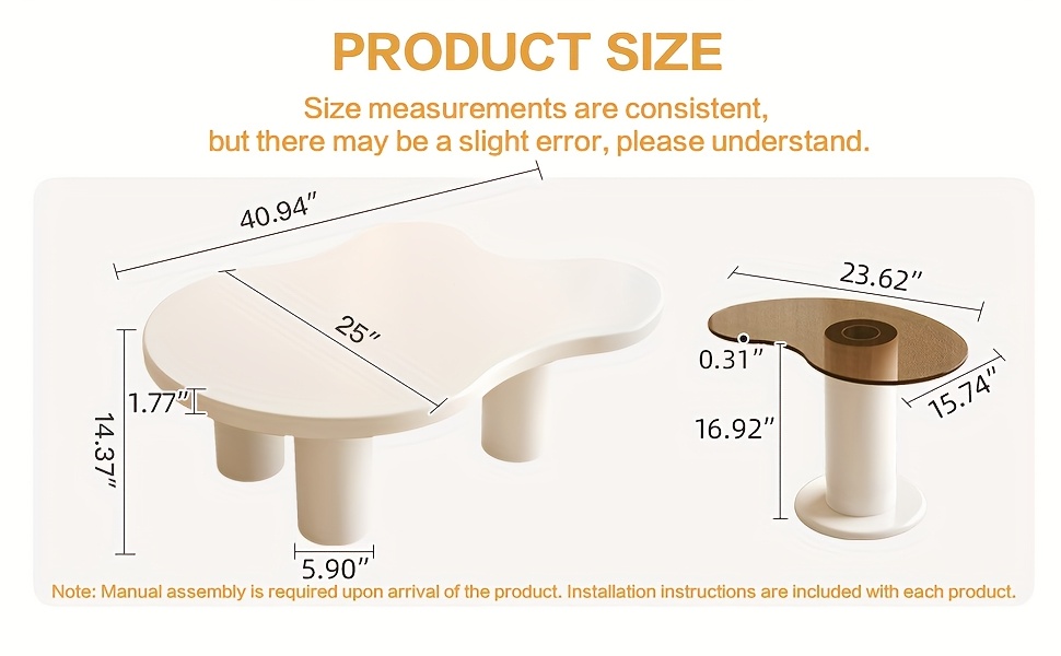 embedded 2pcs coffee table set tempered glass small edge table   coffee table milky white 2 in 1 modern coffee table suitable for coffee tables in living rooms and bedrooms small space easy to assemble details 6