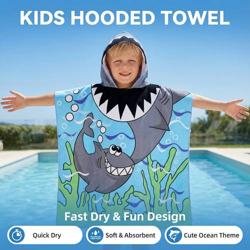 childrens hooded towel microfiber bath towel with mermaid dinosaur and prints absorbent and quick drying multi use towel for bathing swimming and beach