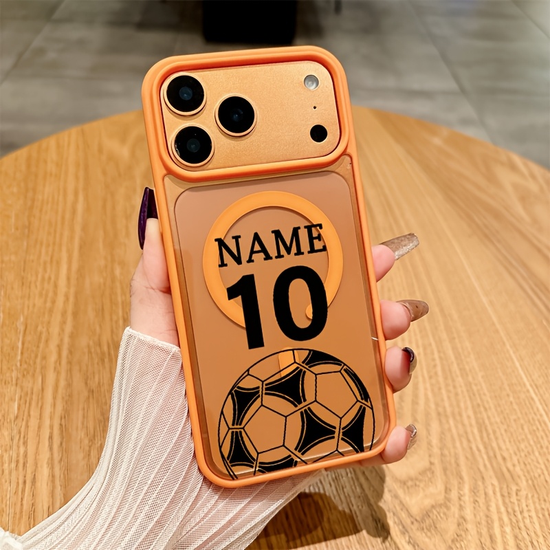 TEMU Phone Case - Custom Football Number Name Transparent Magnetic Phone Case, Suitable For Iphone 7/8/x/11/12/13/14/15/16/17plus/pro/ Series
