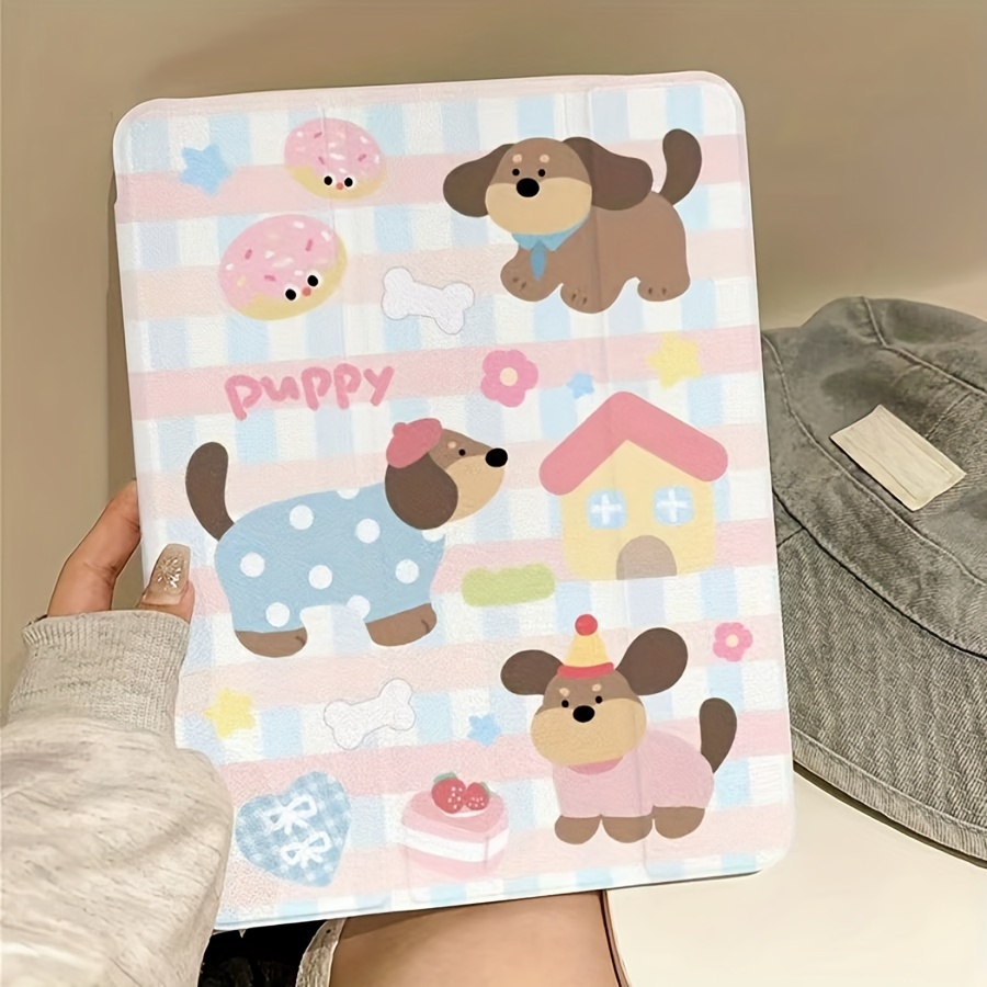 

1-pack Cute Cartoon Dachshund Puppy Pattern Acrylic Case With Foldable Kickstand | Lightweight Hybrid Shell | Compatible With 8th/9th Gen, Air 4/5, Pro 11 (2022), Air 6 (11 Inch 2024)