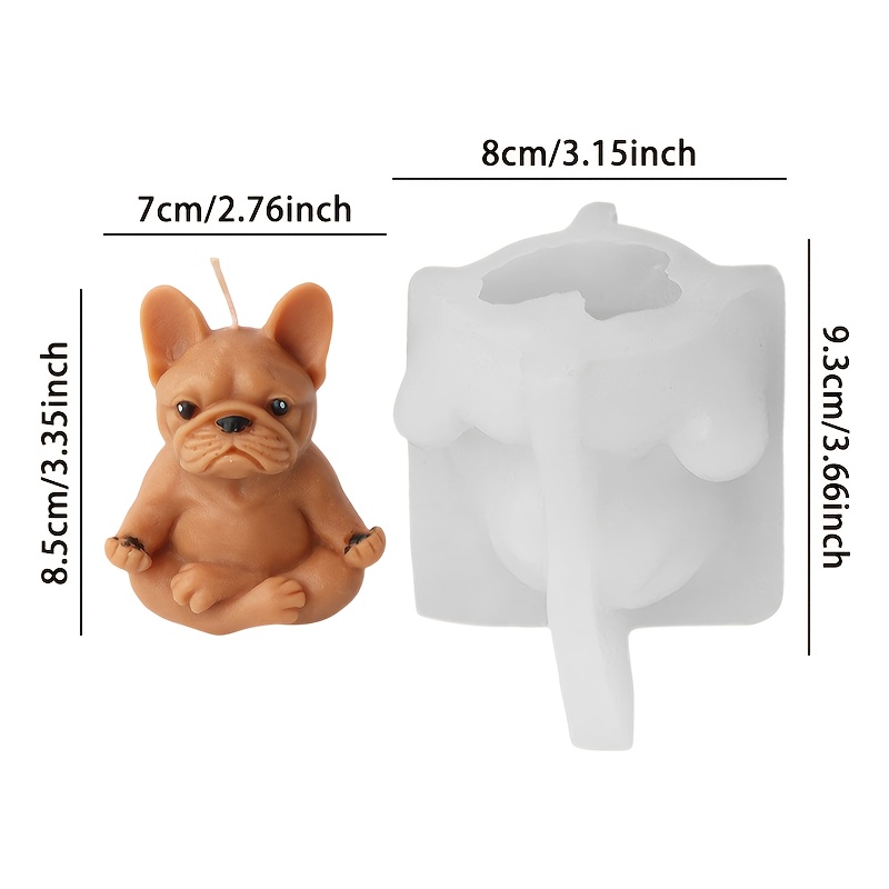 E-shop Kerzenform Französische Bulldogge, 3D-Design Mops-Yoga-, DIY-Silikonform für Aromatherapie-Kerzen aus Harz, Gips, für Haustierhunde,