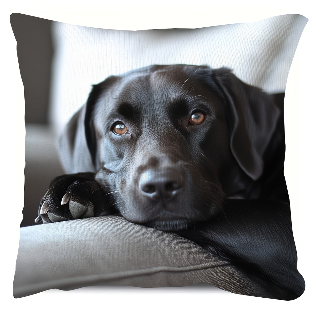 TEMU 1pc Short Plush Pillowcase, Double-sided Print, Insert Not Included, Dog Pattern, Non-realistic Style Room Decoration, 2d Flat