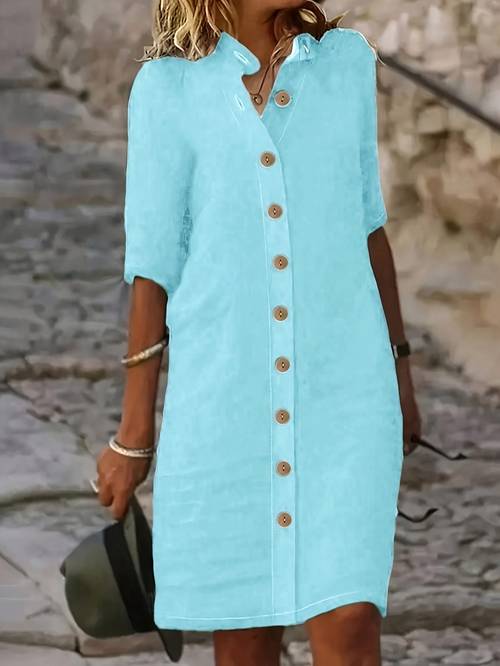 short sleeve dress casual solid easy length dress