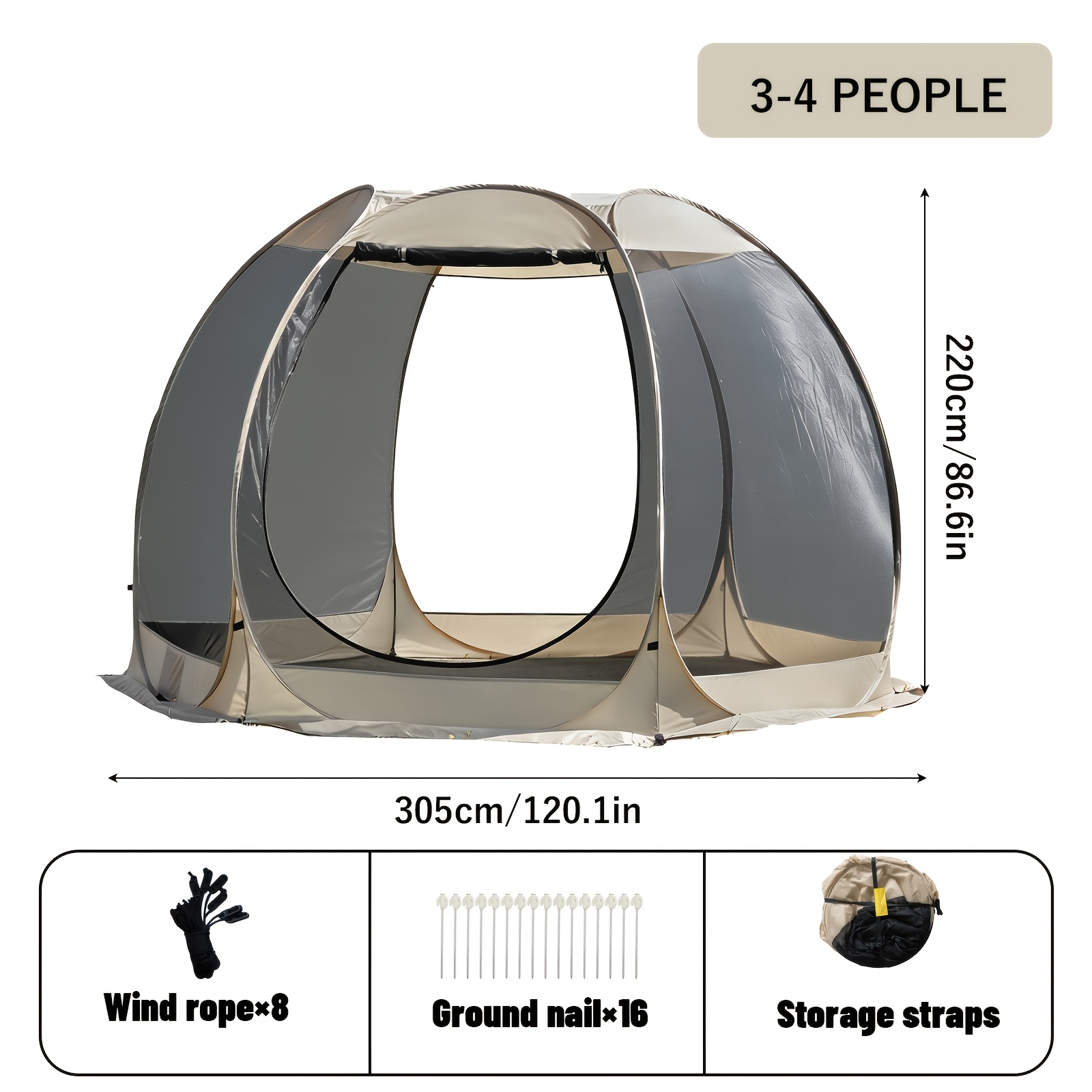 E-shop PAKICETUS Pop-Up Dachzelte mit Netzmauer, 3-4/4-6 Personen, Fliegengitterzelt, 6-seitiges Pop-up Camping Dachzelte mit Netzfenster, tragbare