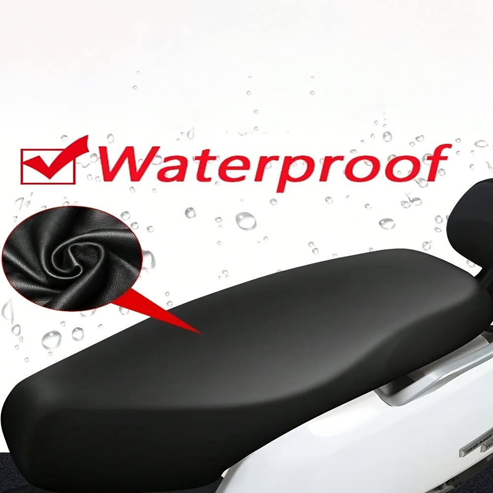 TEMU Waterproof & Dustproof Motorcycle Seat Cover - Faux Leather, Sunscreen Protection For Scooters And Bikes