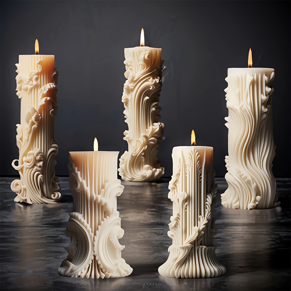 

1pc European Pillar Candle Silicone Mold - 3d Resin Casting For Diy Aromatherapy, Handmade Soaps & Home Decor Crafts Silicone Molds For Resin Candle Molds Silicone