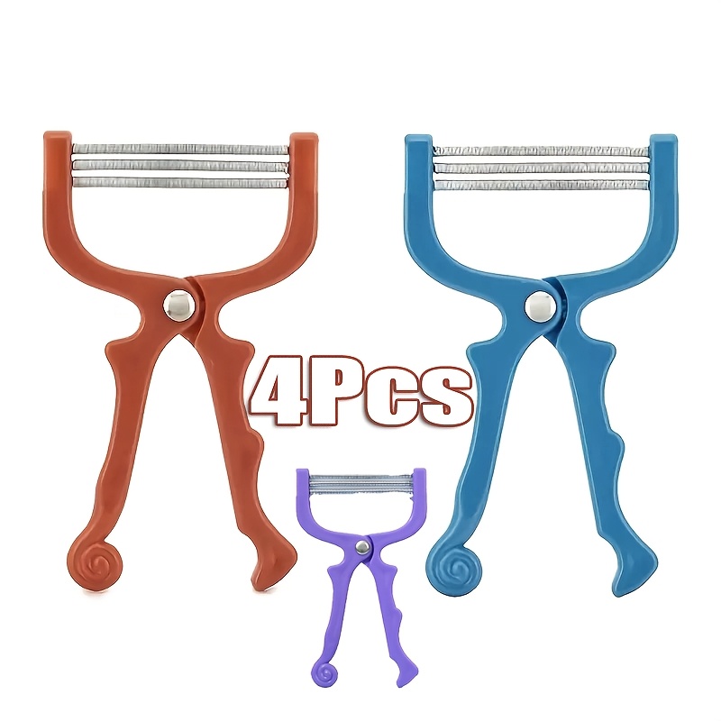 Image of 4pcs Manual Facial Hair Remover, Spring Epilator For , Ergonomic Plastic Facial Hair Removal Tool, Precise & Smooth Operation, Random Color