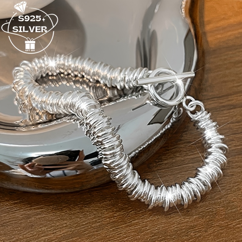 TEMU A Lady's Elegant 925 Sterling Silver Large Bracelet, With A And Style, Ideal For And Parties, Making It A Perfect Christmas, Birthday, Adult, Graduation Gift, Suitable For All .