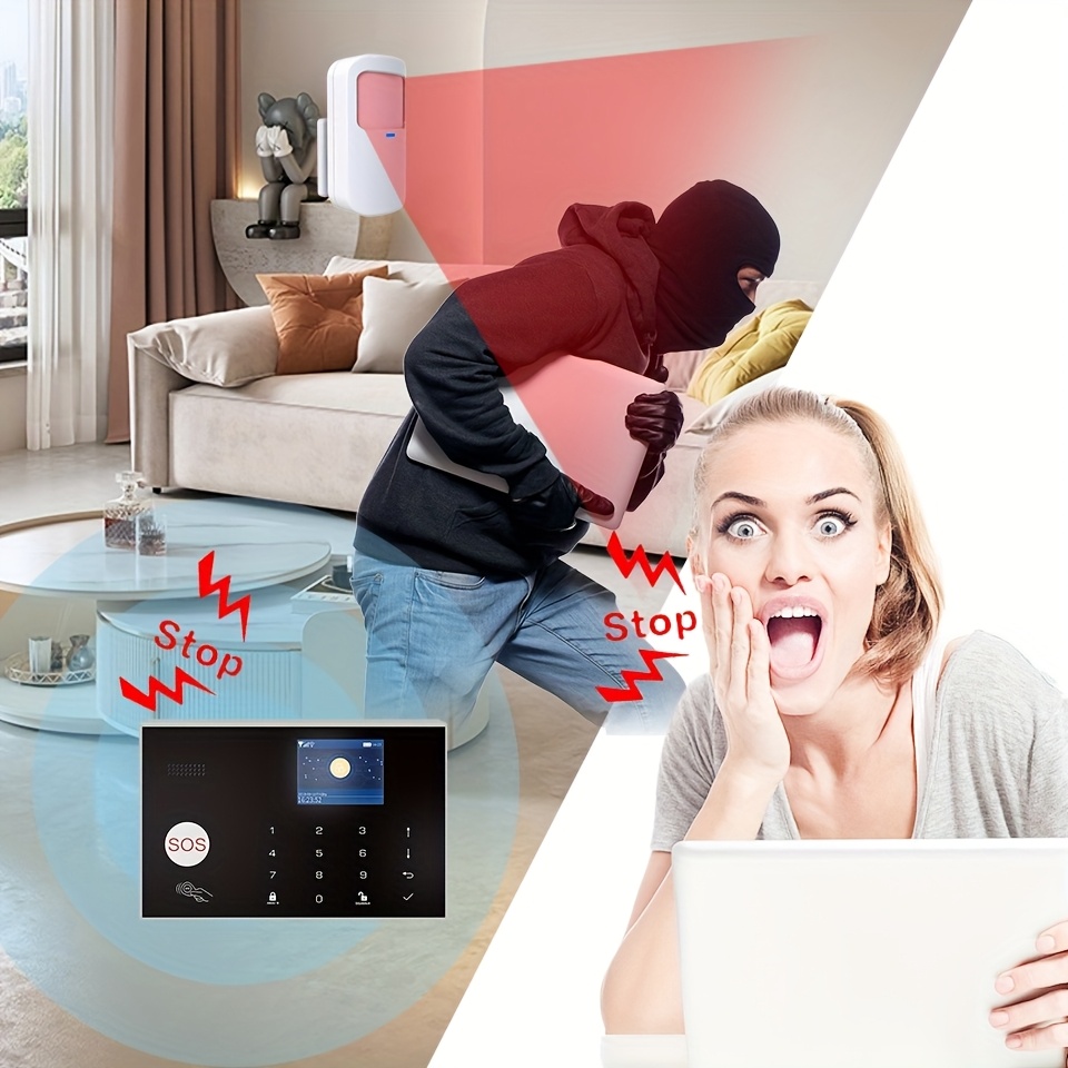 Sistema de Alarma para Hogares Inteligentes TUGARD con WiFi y GSM, Compatible con Alexa & Google Assistant, Sensores de Puertas/Ventanas, Detectores de Movimiento, Siirena, Integración a Cerraduras Intelligente, Control por Apps como Tuya, Sin Cuota Mensual, Voltaje Global 220-240V, Enchufe EU, Integra Amazon Alexa e Google Home, Respaldo en GSM, Fuente de Energía Incluida, Fácil Instalación para Seguridad del Hogar o Villa