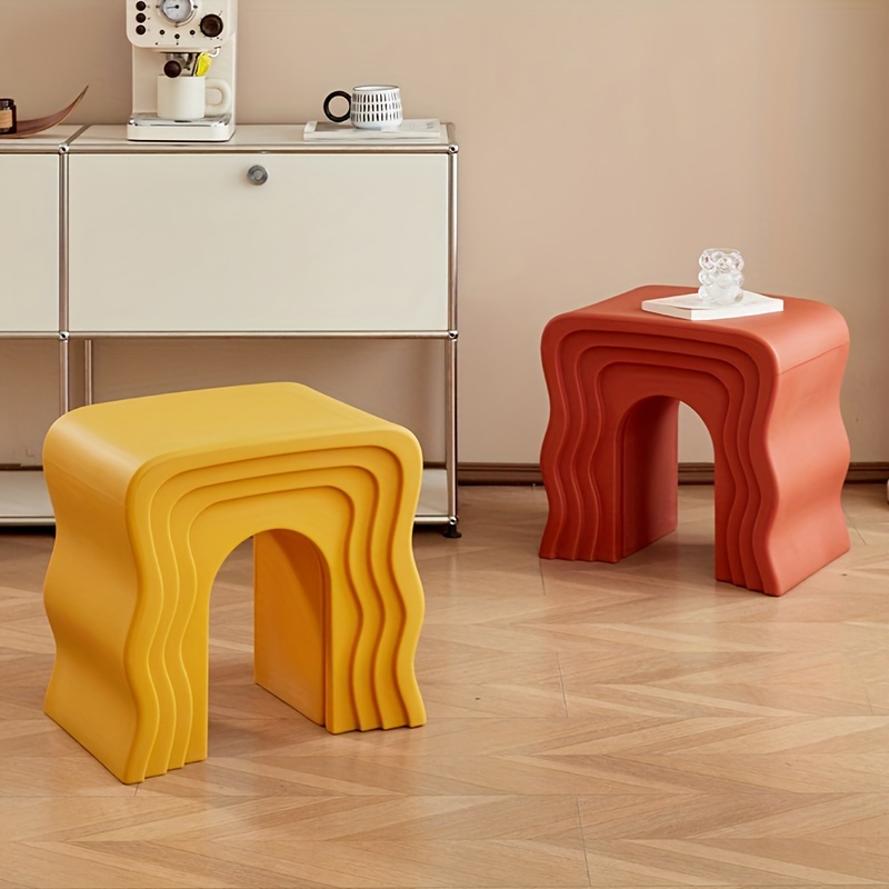 Cream-style Creative Sofa Side Table, Home Living Room Shoe Bench, Minimalist Modern Wavy Coffee Table, Bedside Table