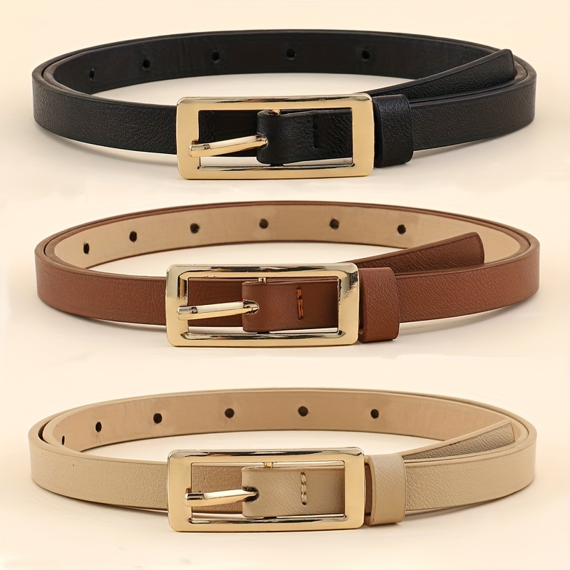 3pcs Women's Fashion Easy Casual Versatile Square Thin Belts