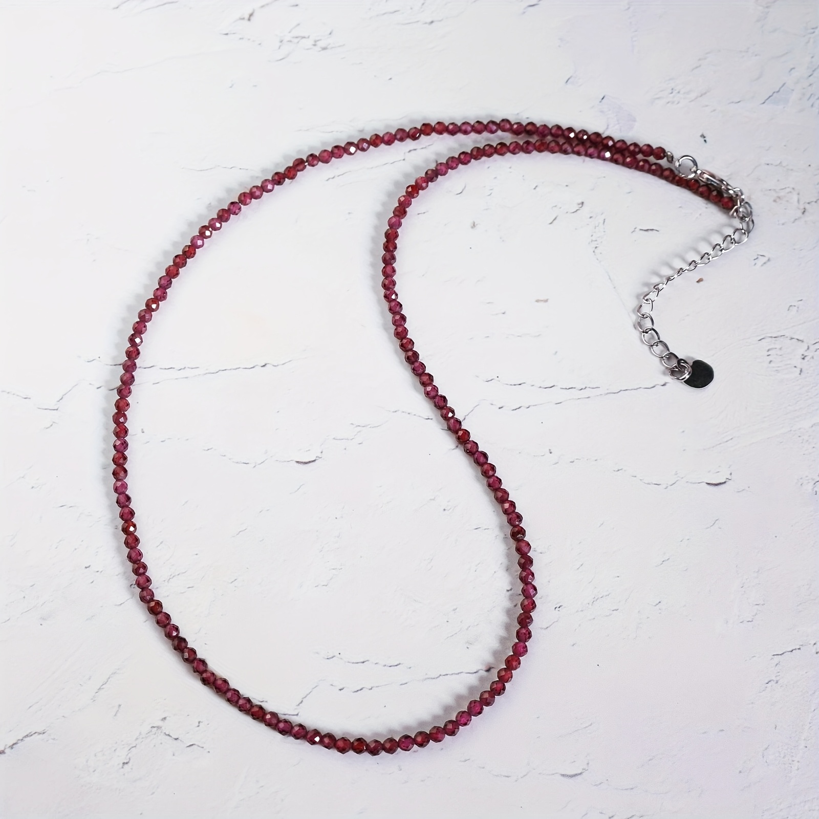 Image of Handcrafted Minimalist Women's Necklace With Red Garnet Gemstone, Featuring A Clavicle Chain, Sold As A Single Piece