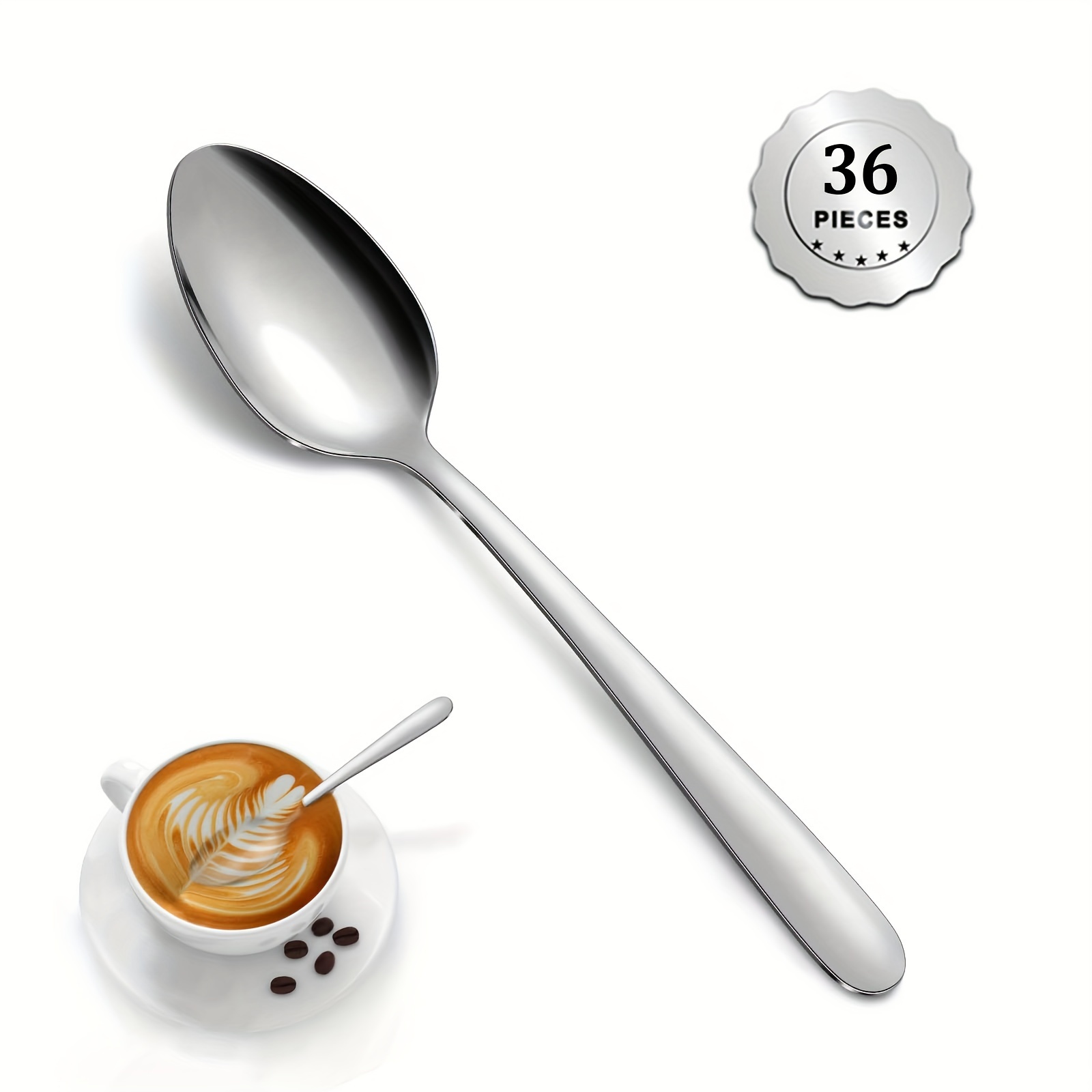 TEMU 36 Small Spoon Set, Steel Silverware Set, 36 , Spoon Silverware, Metal , , , , Stirring , , Tea , , Dishwasher