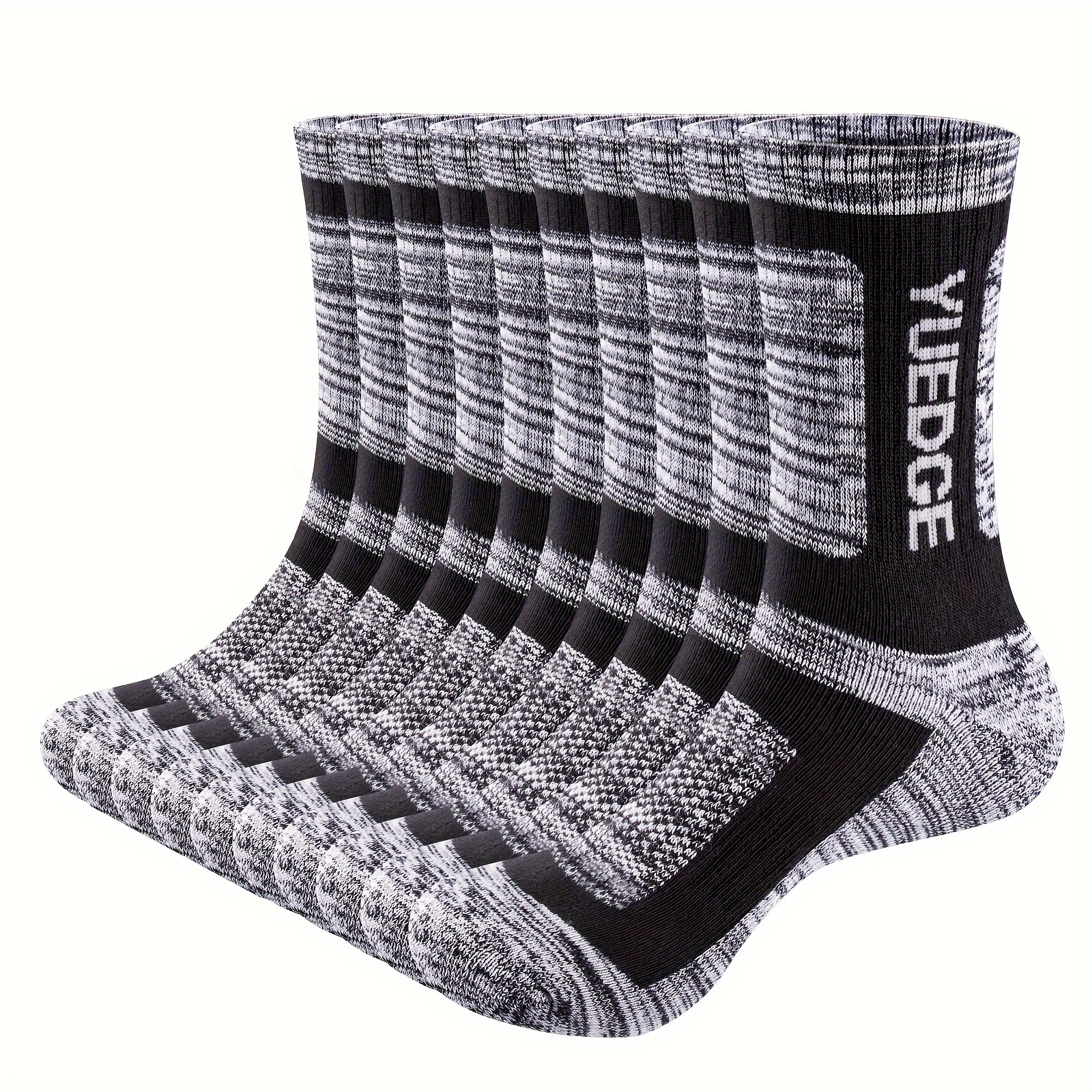 

10 Pairs Mens Moisture Wicking Cushioned Crew Athletic Socks Walking Hiking Socks Padded Work Boot Socks For Men 6-9/9-12/10-13