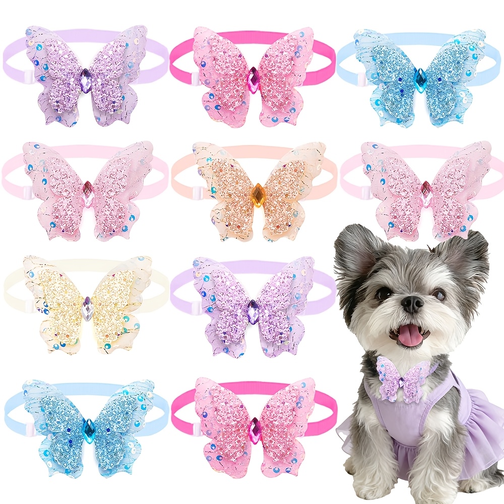 TEMU Lot de 6 nœuds papillon mignons pour chien de papillon, réglables, accessoires de cou pour chiot, fournitures pour animaux de compagnie