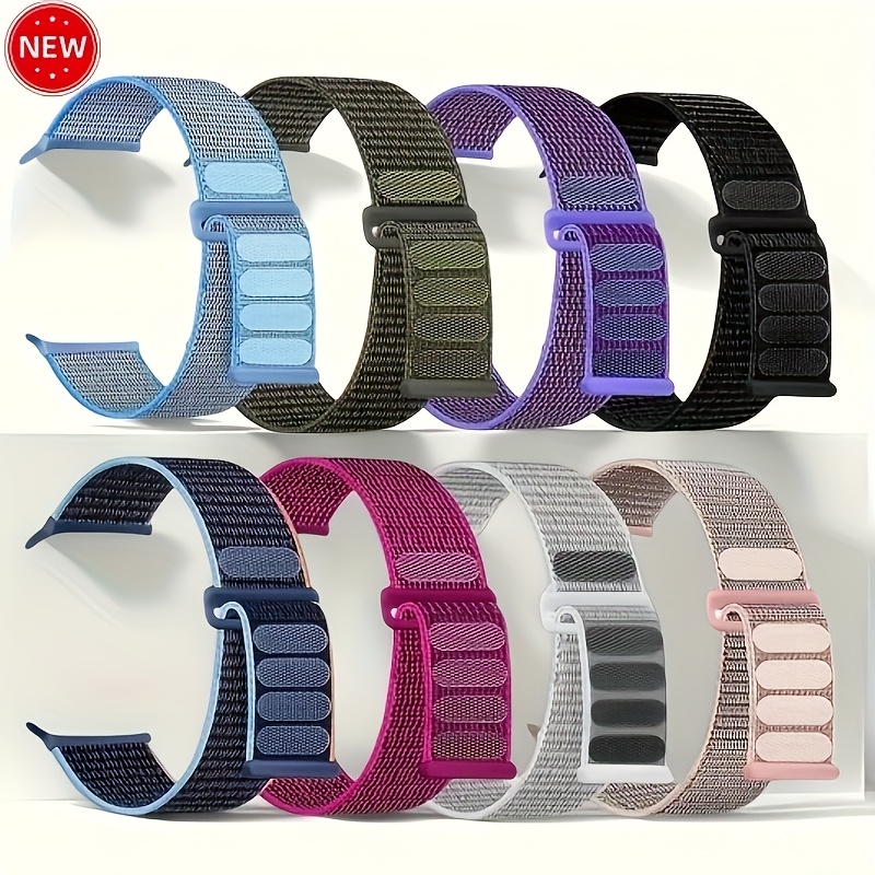 Set Of 8 Adjustable Loop Straps Compatible With For Watch Bands In Sizes 38mm, 40mm, 41mm, 42mm, 44mm, 45mm, 46mm, And 49mm. Breathable Elastic Woven Nylon Sports Loop Band Suitable For Men And Women