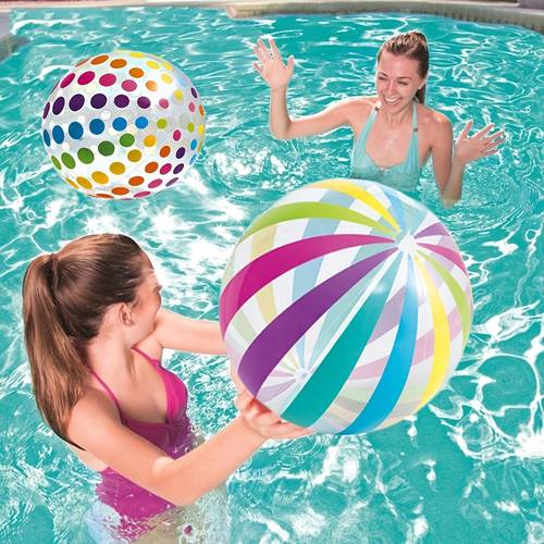 a single pack of inflatable pvc beach balls with polka dots colorful striped balls for outdoor pool parties and decorations for beach activities