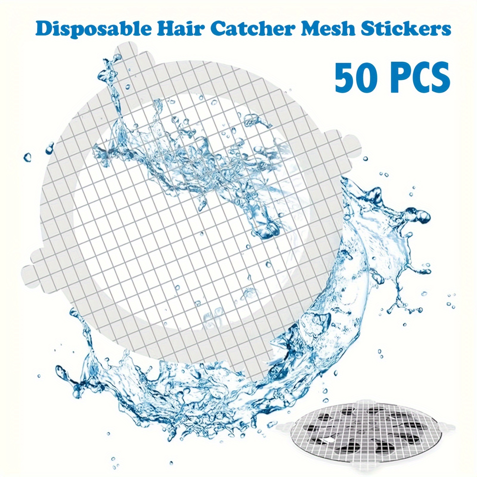 

50pcs Disposable Shower Drain Hair , Floor Sink Strainer Filter Mesh Stickers, Shower Hair Stopper, Bathroom Accessories