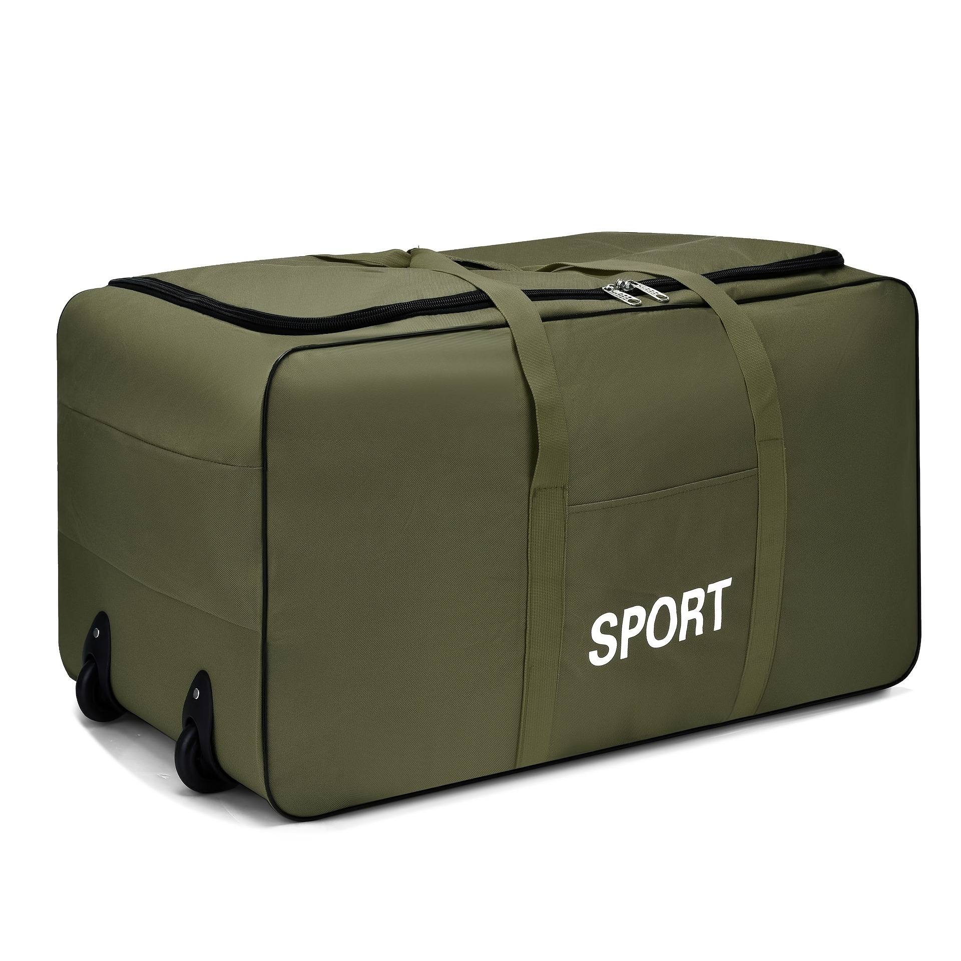 TEMU Foldable Large Capacity Moving Bag With Wheels, Heavy Duty Rolling Storage Duffel Bag, Collapsible Luggage Organizer For College Dorm, Travel &