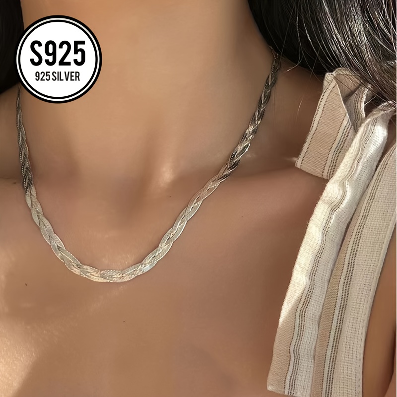 

Elegant 925 Silver Twisted Chain Necklace, Hypoallergenic, Anti-tarnish, For And Music Festivals, Christmas Gift For Her, With Storage Gift Box - 6g