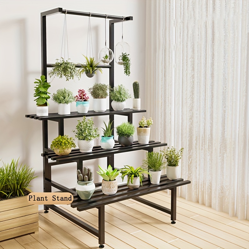 3 Tier Metal Plant Stand Ladder top Flower Pot Display Rack Shelf Indoor & Outdoor